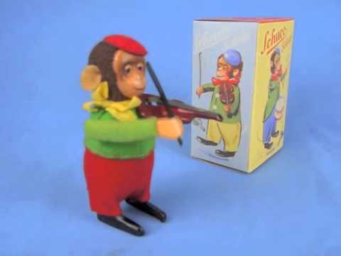 Schuco Solisto - Singe Jouant Du Violon - U.S. Zone Germany - Micro Jouet Tôle