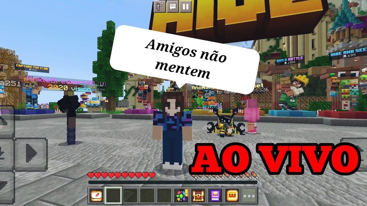 live jogando servidor com a skin da Onze no Minecraft bedrock Edition parte 2