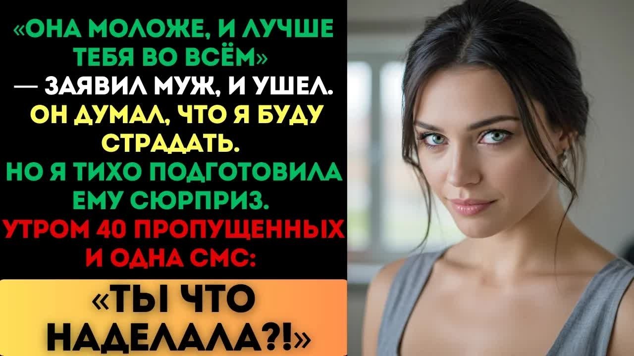 «Она моложе, и лучше тебя во всём», — заявил муж. Но мой сюрприз разрушил его новую жизнь...
