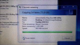 Toshiba 2.5 1TB STOR.E portable hard drive speed test on Lenovo g580