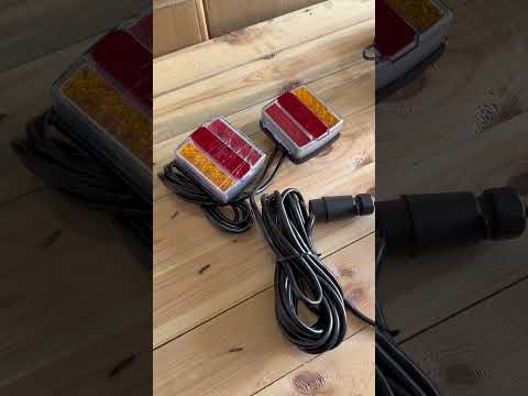 Магнитные задние LED фонари для прицепа з кабелем 7метрів и 7-контактной вилкой (комплект 2 шт) Прозрачный корпус, видео 1