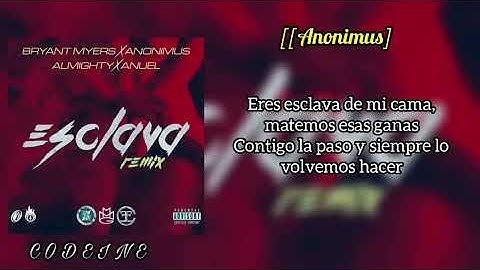 Thumbnail of Esclava REMIX (Letra) Bryant Myers Feat Anonimus, Anuel AA y Almighty 