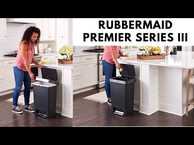 Rubbermaid 13 gal Premium Slow Close Step-on Plastic Kitchen Trash