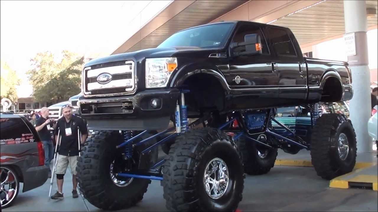 A ridiculously huge lift kit on an F250 truckhttp://www.youtube.com/user/mi...