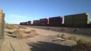 Slow EB BNSF Port Stack Train At Lenwood CA! #bigbossrailfanner