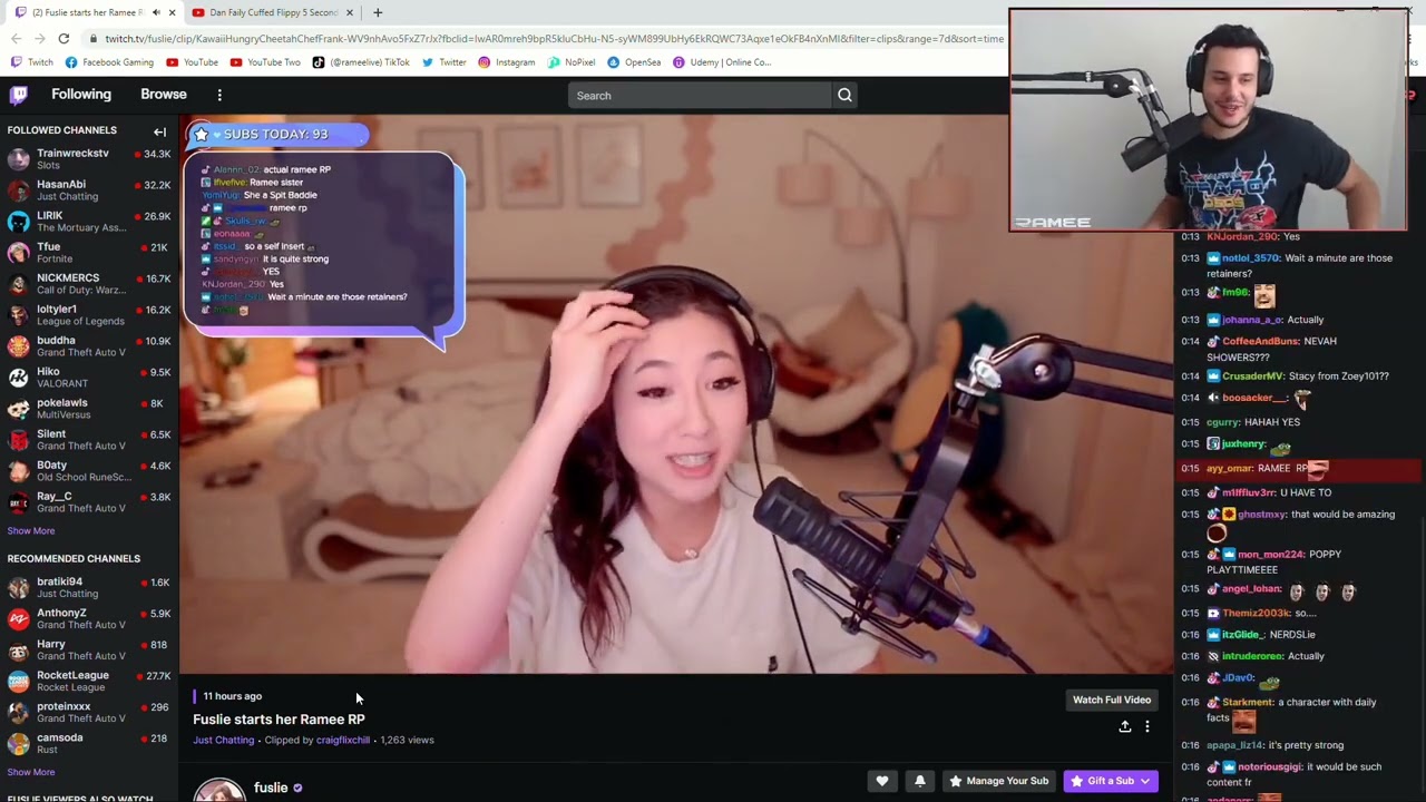 Ramee Reacts to Fuslie doing Ramee's Voice with a Retainer on (Ramee RP ...