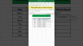 Time diff calc & Time format in Excel | Advanced Excel Formula #excel #exceltutorial #exceltips
