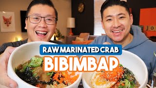 Raw Marinated Crab Bibimbap (Mixed Rice) - MUKBANG