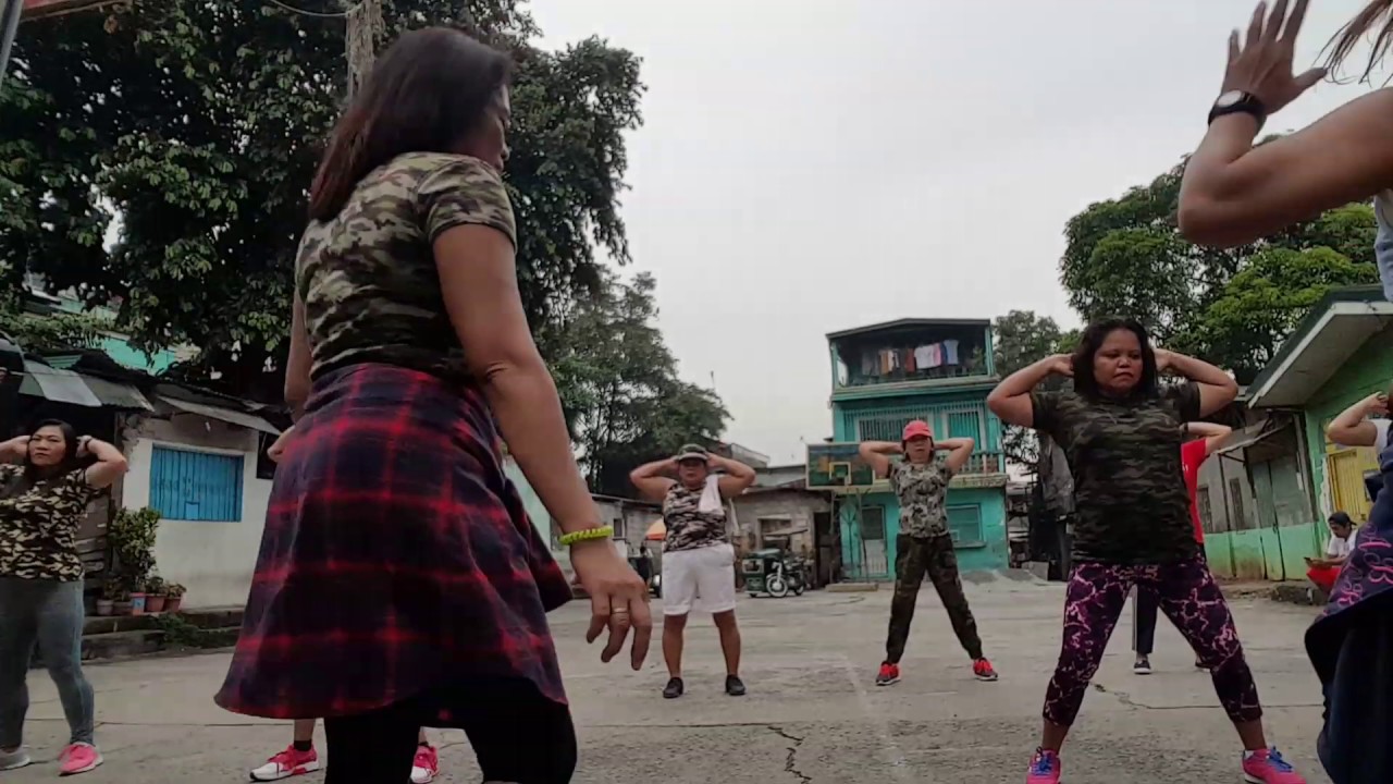 Zumba gold in camouflage 3 dancing in the street