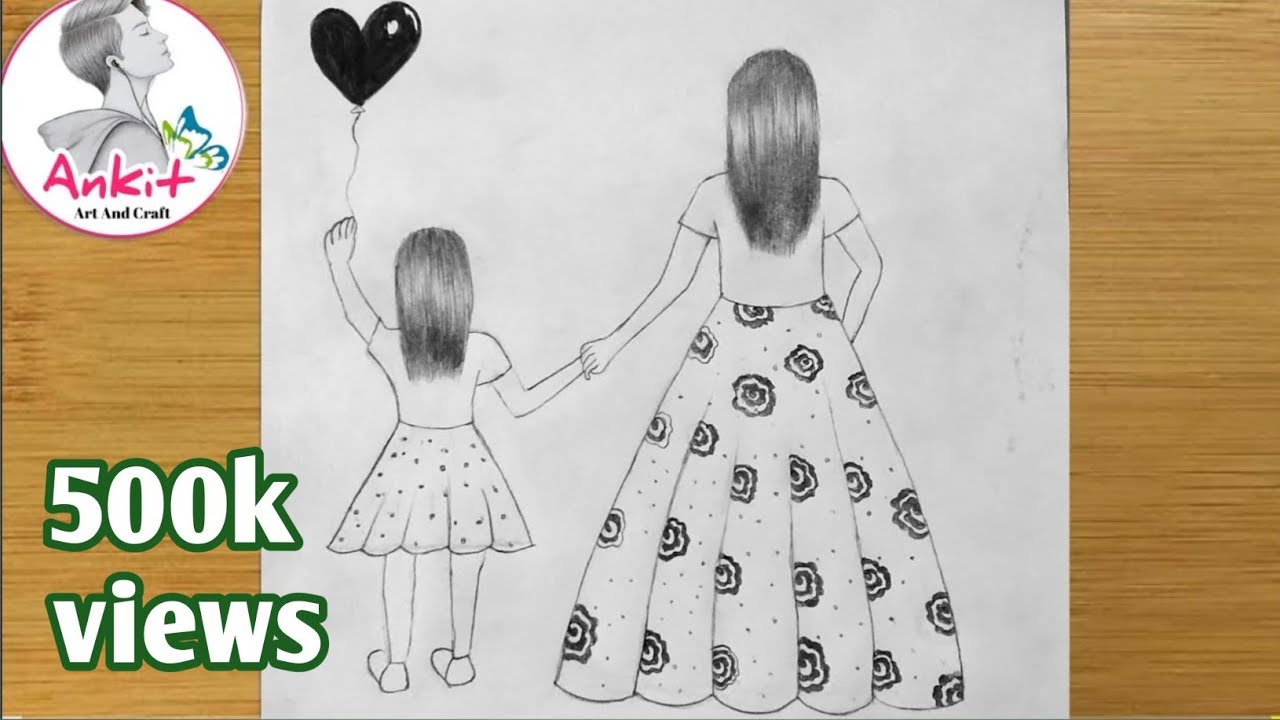 Mother's day drawing with pencil sketch for beginners / mothers day