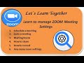 Zoom Meeting Settings