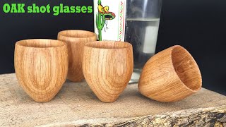 How to Make  OAK Wood Shot Glasses with a food safe finish  #woodturning