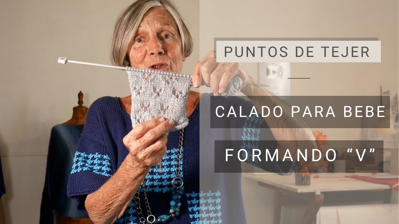 Punto calado para bebe formando V con dos agujas 🧶 #tejerconlucila
