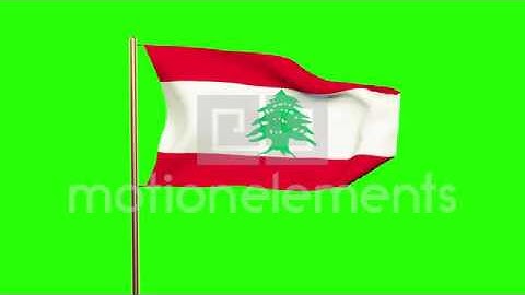 Lebanon Flag Waving In The Wind. Green Screen, Alpha Matte. Loopable Animation Stock Animation