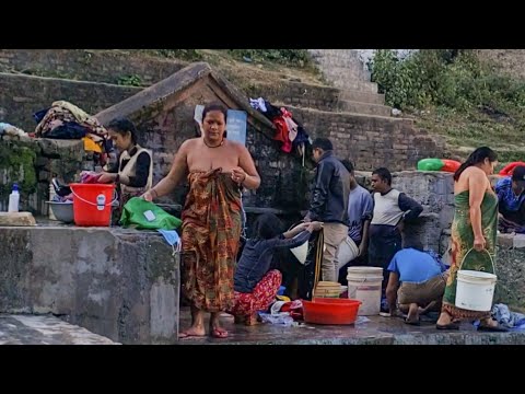 Nepali Village Girls Bathing Outdoor Kathmandu 2023