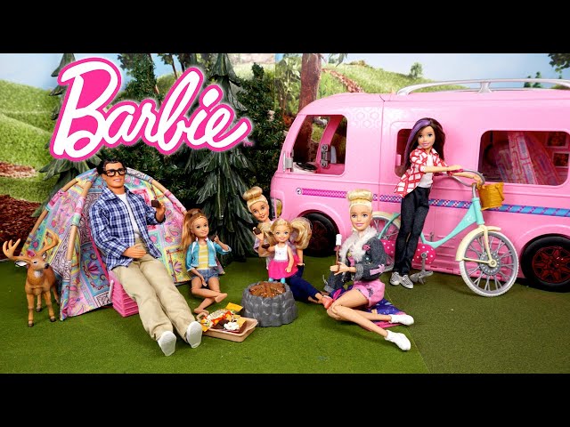 Barbie Family Camping Trip Routine - Dreamhouse Adventures Camper 