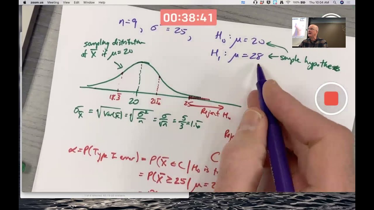 define the critical region for a hypothesis test