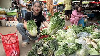 Market show : Buy fresh vegetables in my village market and cooking  - Cooking with Sreypov