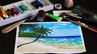 simple beach painting challenge / acrylic painting video