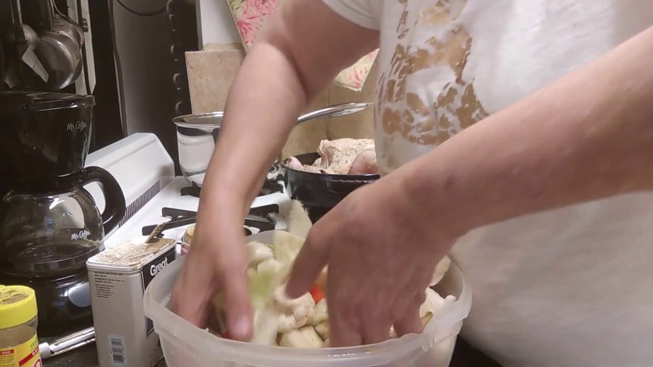 "Real Life on Social Security". Preparing Dinner With Donated Food