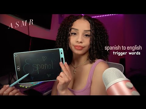 ASMR en Español | Relaxing Spanish Trigger Words+ Hand movements, hand sounds, tapping, mouth sounds