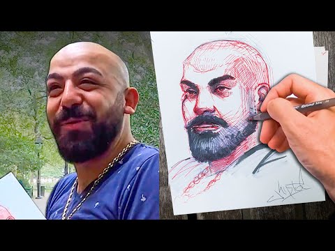 Drawing LIVE Strangers Portraits in New York City