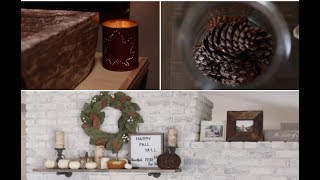 Indoor Fall Decor  (DIY Luminary, Scented Pinecones, Fire Mantle Decor)