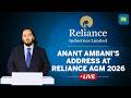Anant Ambani LIVE at Reliance AGM 2026 | Jio, Retail, AI & Reliance's Future