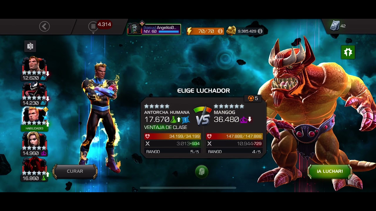 Human torch vs mangog