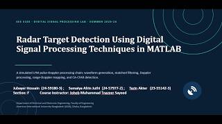 Radar Target Detection Using Digital Signal Processing Techniques in MATLAB.