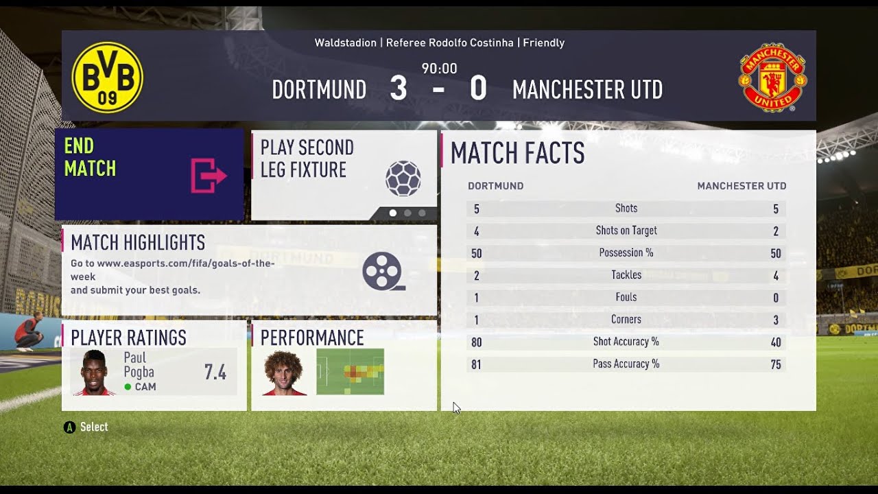 FIFA 18 | Dortmund 3 vs Manchester United 0 at the Waldstadion