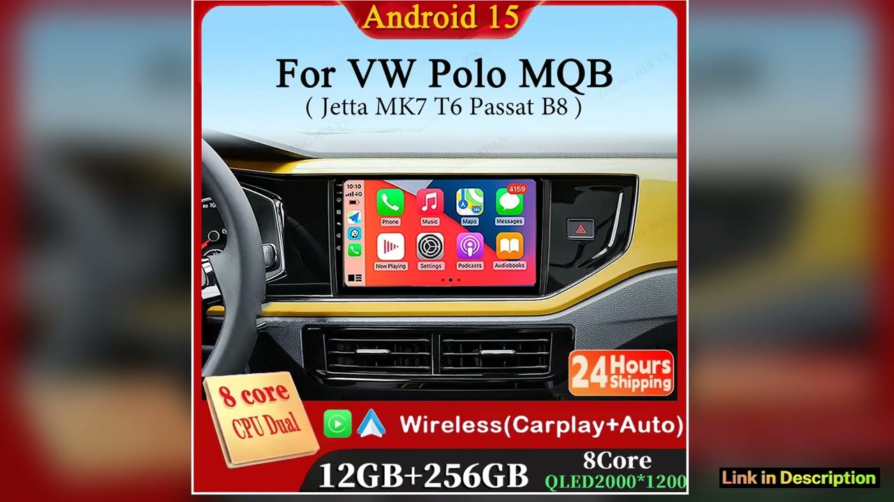 For Volkswagen VW Polo Plus Jetta MK7 T6 Passat B8 T ROC Cross MQB Android 15 2K QLED CarPlay Auto