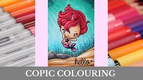 COPIC - Colouring an underwater scene with mermaid / Colorier un fond marin et une sirène
