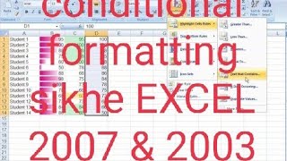 Excel Me Conditional Formatting Sikhe 2003 & 2007 me