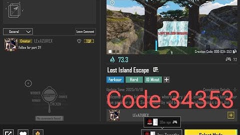 Bgmi wow Parkour map code 34353 | Lost Island escape | #bgmilive #bgmi #pubg #pubgmobile