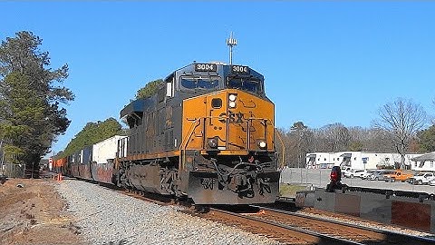 Fast CSX Intermodal Train Speeding Through Virginia