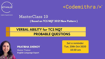 TCS NQT 2021 (New Pattern) | MasterClass 19 | Verbal Ability for TCS NQT
