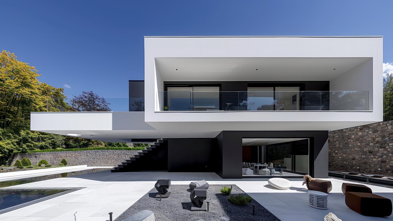 Amazing Modern Black and White Two Story House Design Tour: Chic ...