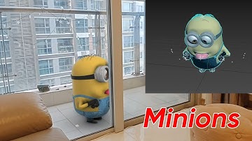 Ghép nhân vật 3D Minion nhảy múa Minions VFX After Effects, 3DS Max, Element 3D, Sketchfab tutorial
