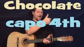 Chocolate (The 1975) Guitar Lesson Strum Chord How to Play Tutorial Capo 4th Fret