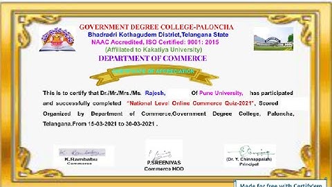 NATIONAL LEVEL ONLINE COMMERCE QUIZ CERTIFICATE l E CERTIFICATE QUIZ l COMMERCE  @ScienceTech100