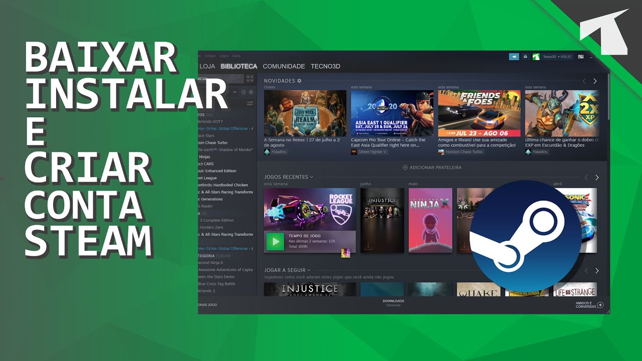 STEAM  Como BAIXAR, INSTALAR e CRIAR CONTA - WINDOWS 10 [2020