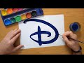 How to draw a dark blue Disney logo 2024