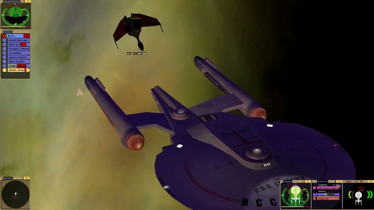 Federation USS Crusader Atolm vs Klingon Bird-of-Prey |KM| Star Trek Bridge Commander TEST