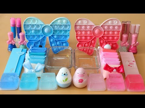 Mixing”BlueVS <strong>Pink</strong>” Eyeshadow and Makeup,parts,glitter Into <strong>Slime</strong>!Satisfying <strong>Slime</strong> Video!★ASMR★