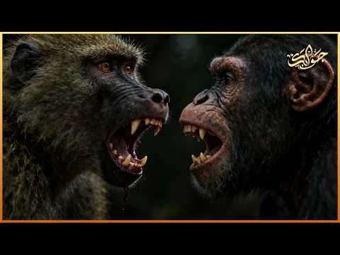 معركة البابون ضد الشمبانزي من ينتصر في حرب الرئيسيات