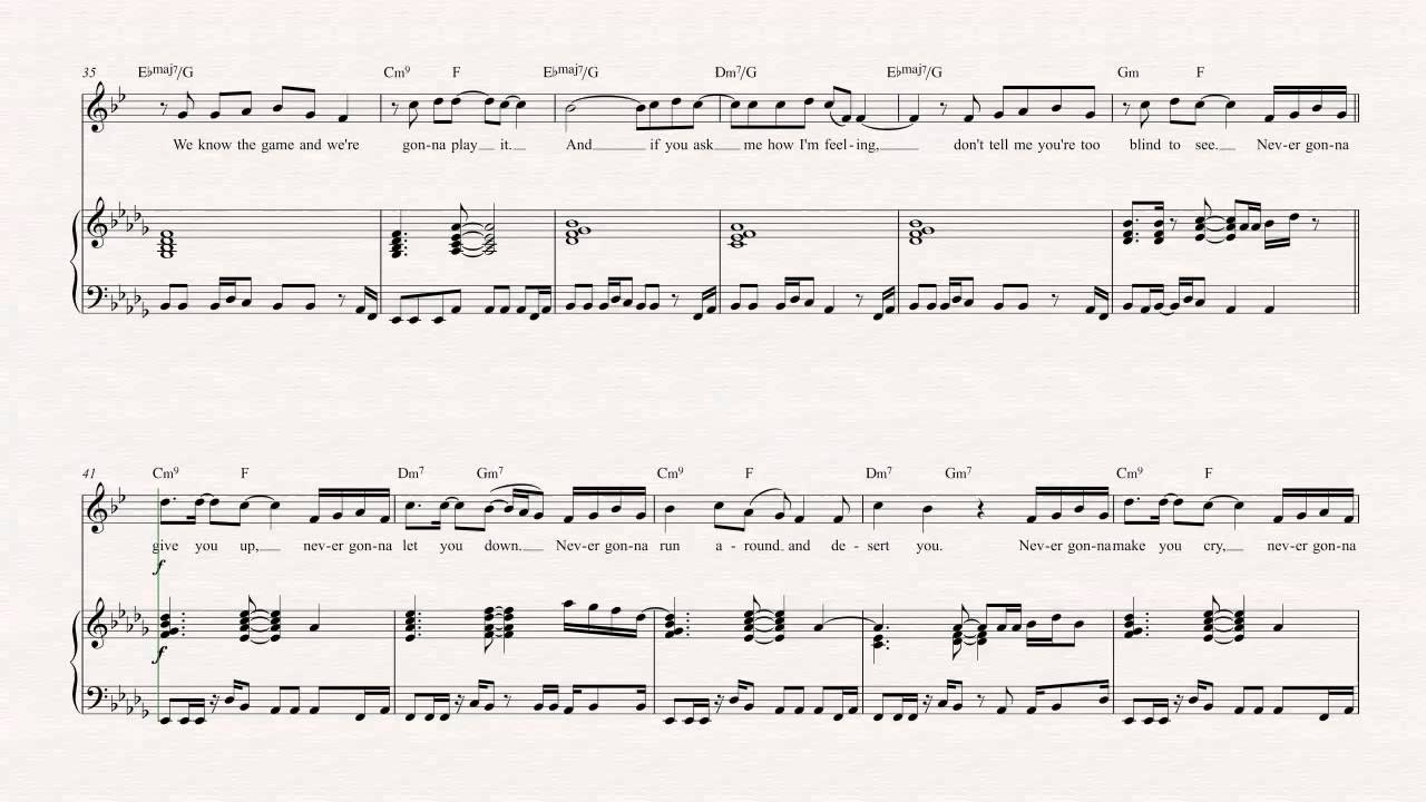 Never Gonna Give You Up Sheet Music, Alto Sax, chords, chroma...