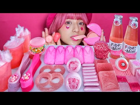 Mukbang ASMR] Eating pink sweets🎀🌺🍑🍧💝 - YouTube