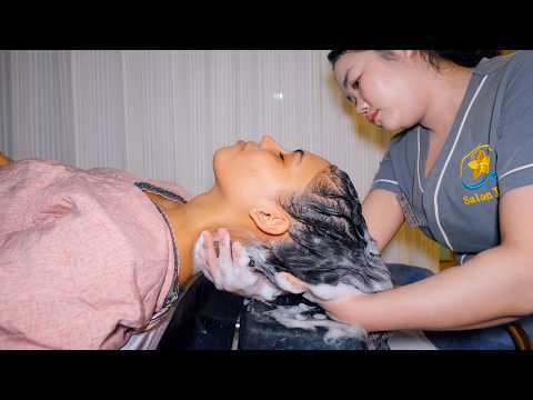 ASMR: So Satisfying! Lao Head Water Massage with Hair Pulling and Facial