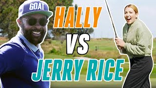 Jerry Rice Challenges Hally Leadbetter to a 3-Hole Match | On The Tee | Golf Digest